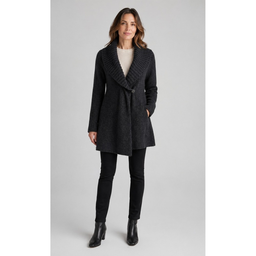 Vince Cardigan Womens S Gray Alpaca Wool Cashmere Shawl Collar Quiet Luxury